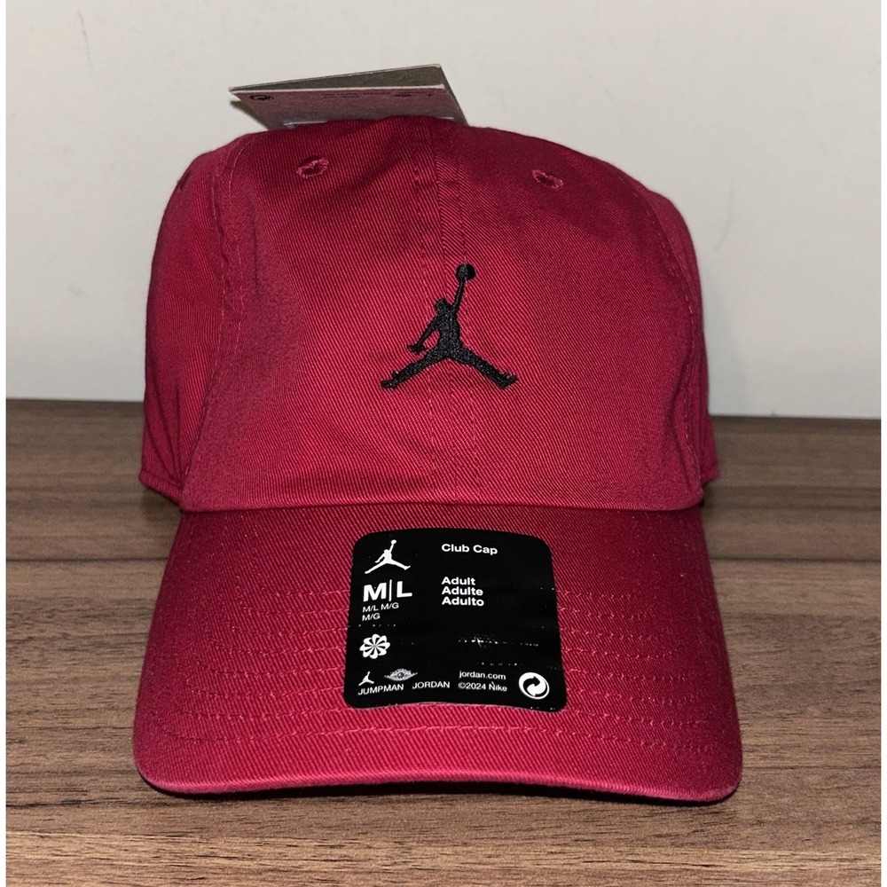 Nike Air Jordan Club Unstructured Curved-Bill Hat Red Black Mens M/L HQ1963-687